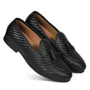 NICHE Black Braided Tassel Loafers