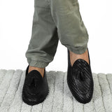 NICHE Black Braided Tassel Loafers