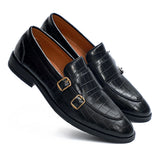 NICHE Black Croco Pattern Luxurious Double Monk