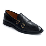 NICHE Black Croco Pattern Luxurious Double Monk