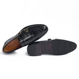 NICHE Black Croco Pattern Luxurious Double Monk