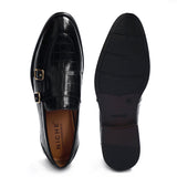 NICHE Black Croco Pattern Luxurious Double Monk