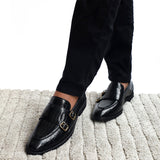 NICHE Black Croco Pattern Luxurious Double Monk