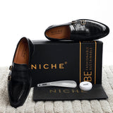 NICHE Black Croco Pattern Luxurious Double Monk