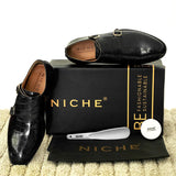 NICHE Black Fab Croco Double Monk