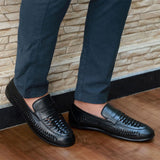 NICHE Black Hand Weaved Kolhapuri Loafer (Extra Comfortable)