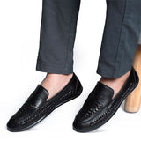 NICHE Black Hand Weaved Kolhapuri Loafer (Extra Comfortable)