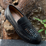 NICHE Black Hand Weaved Kolhapuri Loafer (Extra Comfortable)