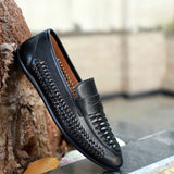 NICHE Black Hand Weaved Kolhapuri Loafer (Extra Comfortable)