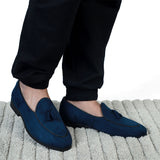 NICHE Blue Suede Dapper Tassel Loafers