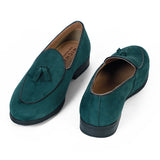 NICHE Green Suede Dapper Tassel Loafers