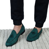 NICHE Green Suede Dapper Tassel Loafers