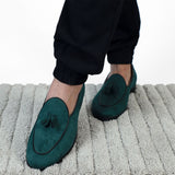 NICHE Green Suede Dapper Tassel Loafers