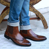 NICHE Russet Brogue Designer Chelsea Boot