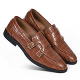 NICHE Tan Croco Pattern Luxurious Double Monk