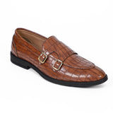 NICHE Tan Croco Pattern Luxurious Double Monk