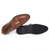 NICHE Tan Croco Pattern Luxurious Double Monk