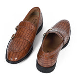 NICHE Tan Croco Pattern Luxurious Double Monk