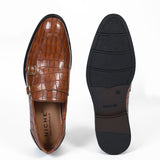 NICHE Tan Croco Pattern Luxurious Double Monk