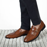 NICHE Tan Croco Pattern Luxurious Double Monk