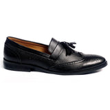 NICHE BLACK SEMI BROGUE TASSEL LOAFER