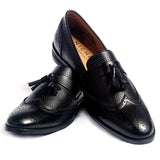 NICHE BLACK SEMI BROGUE TASSEL LOAFER