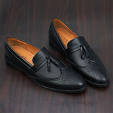 NICHE BLACK SEMI BROGUE TASSEL LOAFER