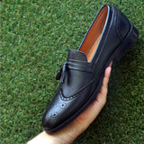 NICHE BLACK SEMI BROGUE TASSEL LOAFER