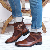 NICHE BROWN NAPPA ZIP-UP BOOTS