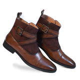 NICHE BROWN NAPPA ZIP-UP BOOTS