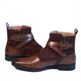 NICHE BROWN NAPPA ZIP-UP BOOTS